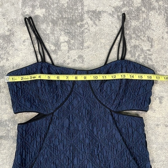 Jonathan Simkhai Navy Blue Crinkle Quilted Textured Cut Out Bodycon Dress 10 - Picture 8 of 12